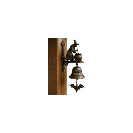 1 Türklingel aus Gusseisen, Dackel- und Hexenmotiv, Vintage-Stil, klarer, manueller Klang, für den Außenbereich, Veranda, Garten, Hauseingang (1/5)