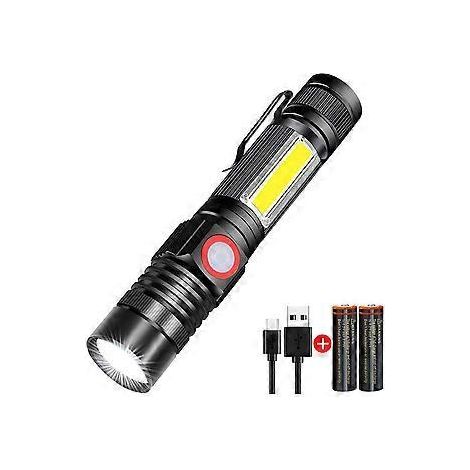 Superhelle, wiederaufladbare taktische LED-Taschenlampe, magnetischer Sockel, COB-Seitenlicht, USB-aufladbare Taschenlampe für Notfälle im Freien, 3 Beleuchtungsmodi