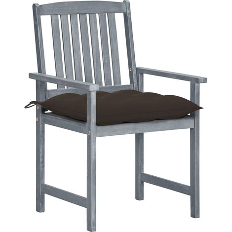Maison Exclusive - Sedie da Giardino con Cuscini 4 pz in Massello di Acacia Grigio