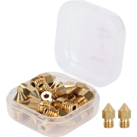 MK8 Nozzle Kit for 3D Printer - 20pcs 1.75mm M6 Threaded Polished Extruder Nozzles with Storage Box (0.5mm) (1/5)