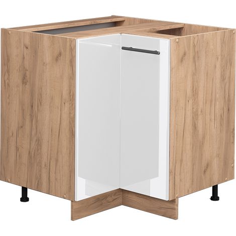 Mobile ad angolo cucina Fame-Line, Bianco lucido, 80.5 cm senza piano di lavoro, Vicco