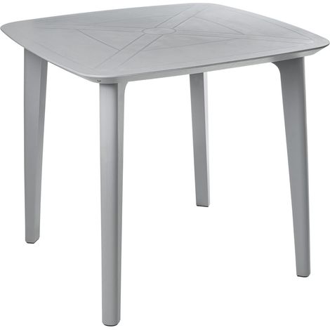 Table de Jardin en Matière Synthétique 4 Places Résistante aux Intempéries Meuble Patio Terrasse Extérieur Gris Clair Sorico