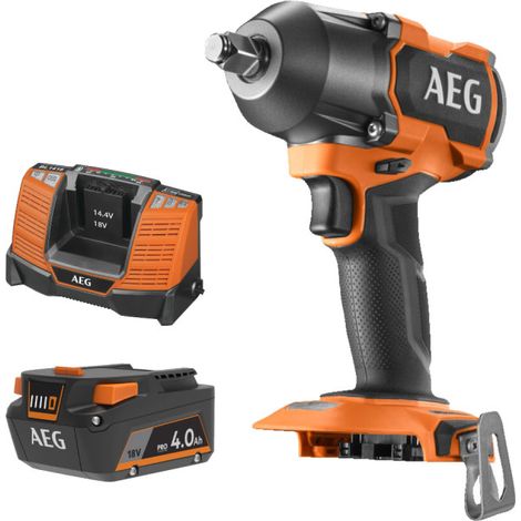 Confezione AEG 18V - Avvitatore a impulsi senza spazzole 700 Nm - Batteria 4,0 Ah - Caricabatterie