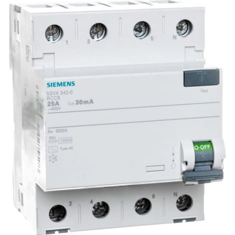 Interruttore differenziale 4P 25A 0,03A tipo AC 30mA 400V SENTRON 5SV4342-0
