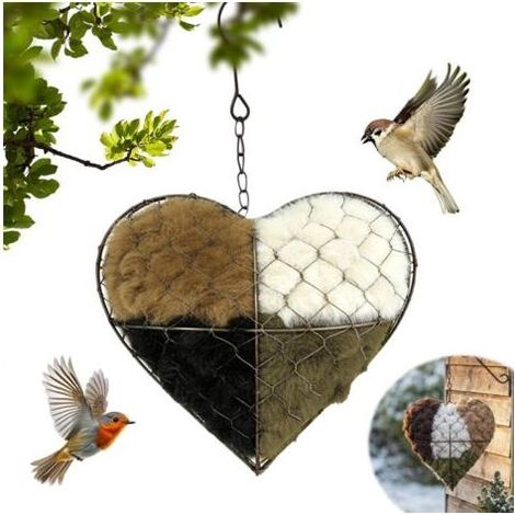 Nid Oiseau - Support En Forme De Cœur En Métal Avec Fibre Naturelle - Pour Jardin Et Patio - 1 Pièce (1/5)