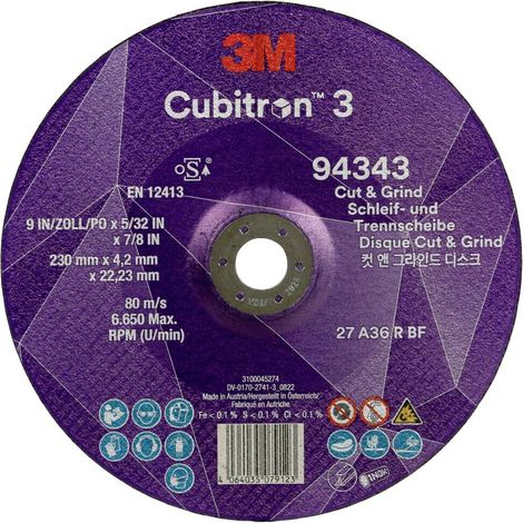 Cubitron 94343 Cubitron™ 3 Cut and Grind Disque à ébarber Diamètre 230 mm Ø de perçage 22.23 mm 10 p