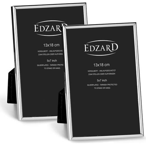 Lot de 2 Cadres Photo Argentés Brillants avec Protection Anti-Ternissement 13 x 18 cm - PANGIVO
