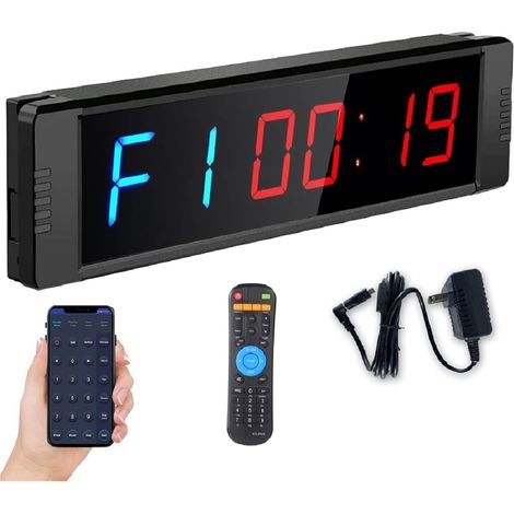Grande horloge LED numérique surdimensionnée Minuterie d'entraînement avec télécommande et contrôle Bluetooth par application de téléphone LED Intervalles d'entraînement Horloge Compte à rebours Étagè (1/5)
