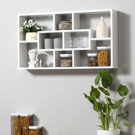 Cloison amovible Étagère murale bibliothèque 8 cubes, meuble de rangement, design moderne, 85 x 14,5 x 47,5 cm, blanc (1/5)