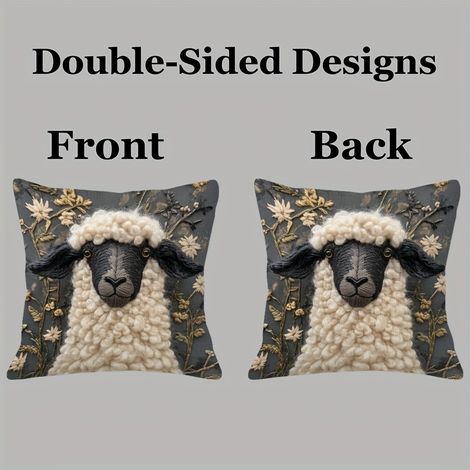 Valais Nez Noir Mouton Câlin Taie d'oreiller Imitation 3D Broderie Housse de Coussin de Canapé Intéressant Motif Animal Allemand Housse de (1/5)