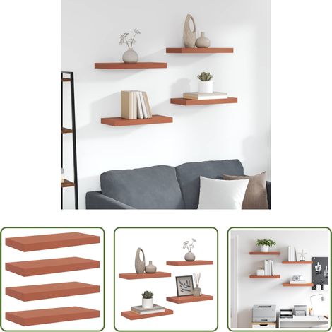 Rangement intérieur - Étagère Murale 4 pcs Rouge 50 x 23 x 4 cm Bois d'ingénierie (1/5)