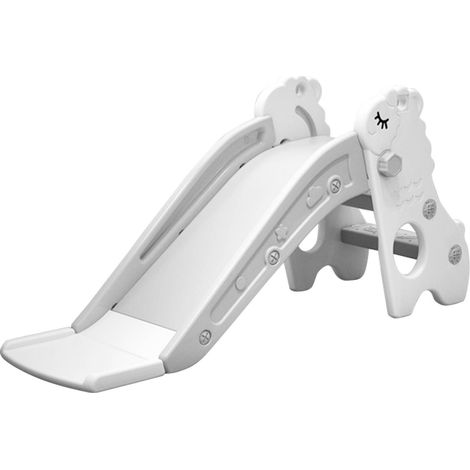 Toboggan intérieur pour enfants pliable avec 2 marches, base stable, glissade de jeu pour tout-petits, blanc et gris (1/5)