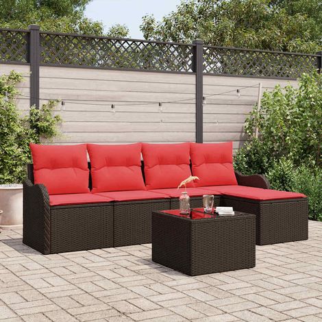 Teenpull – Gartensofa-set 6 Stk. Braun Poly-Rattan (1/5)