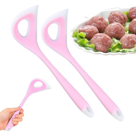 Cuillère à boulettes de viande - silicone - rose blanc 2 pièces Convient pour la cuisine, les boulettes de viande, les boulettes de poisson et les boulettes de légumes (1/5)