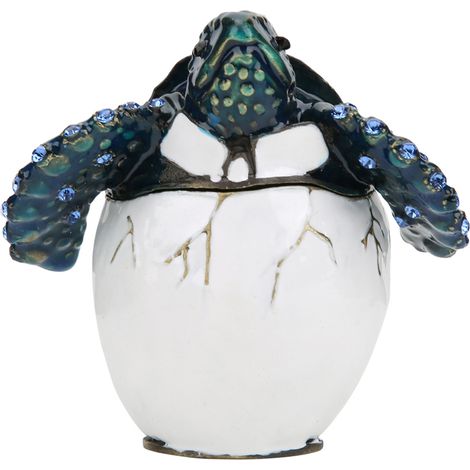 Boîte à bijoux en forme d'œufs de Pâques tortue émaillée, décoration artisanale pour maison, cadeau de fête. (1/5)