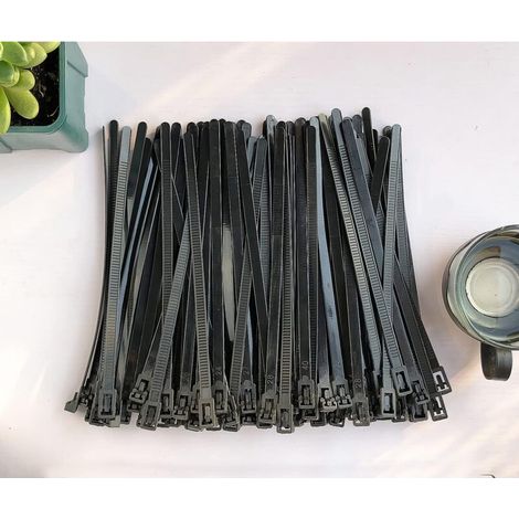Fascette fermacavi in nylon riutilizzabili 200 mm × 8 mm Fascette fermacavi in plastica nere Confezione da 100