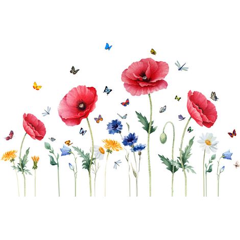 Stickers papillons et fleurs pour fenêtre, stickers muraux, stickers pour vitres, fond statique, décoration murale (1/5)