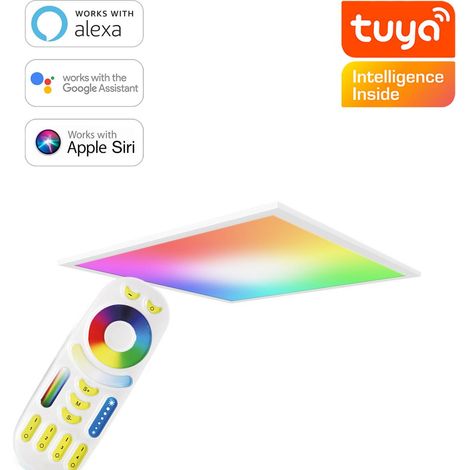 RGB+CCT LED Panel 62x62cm inkl. MiBoxer Smarthomesteuerung 48W 24V Rahmen weiß - Panelmontage: Ohne Montagezubehör (1/5)