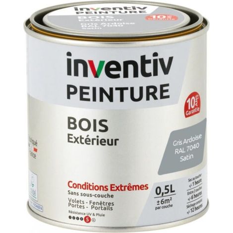 Inventiv Peinture Extérieure Bois 10 Ans Gris Ardoise Satin 0,5L
