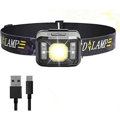 FENOPLASTICALampe Frontale LED USB Rechargeable étanche, 6 Modes D'éclairage, Torch Frontale étanche IPX45 pour Pêche, orche de Lampe (1/5)