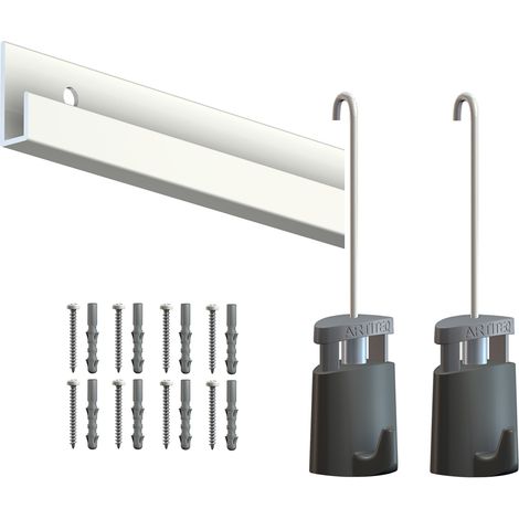 Cimaise Box PREMIUM Classic Rail Blanc Mat + Tige 2mm - 2 mètres - Kit tout en un Blanc mat à peindre
