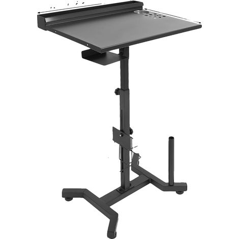 Carro de trabajo para salón de belleza, altura ajustable, diseño robusto de metal, color negro. (1/2)