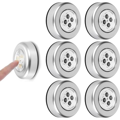 Lampe Spot LED Éclairage Supplémentaire, Lot de 6 Spots LED Autocollants à Piles, Lumières à Coller, pour Cuisine, Escaliers et Salles (1/5)