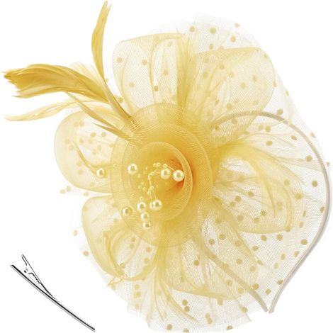 Feder-Fascinator – 1-teilig – Sinamay-Netz und Boa-Federn – Haarband und Clip – Hochzeit, Cocktailparty, Teeparty – Schwarz (1/5)
