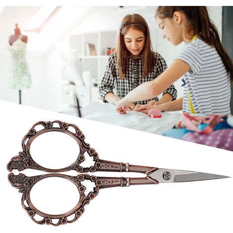 Ciseaux de Couture Vintage à Fleurs pour Broderie et Loisirs Créatifs - Finition Cuivre Patiné (1/3)