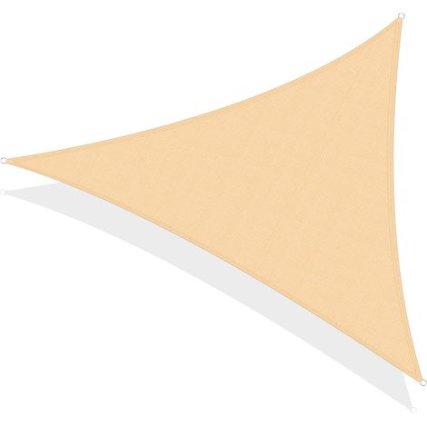 Voile d'ombrage Triangulaire pour Patio 5x5x5m, 95% Une Protection des Rayons UV, para Jardin Patio, Balcon, Terrasse, Extérieures Activités -Couleur Sable (1/5)