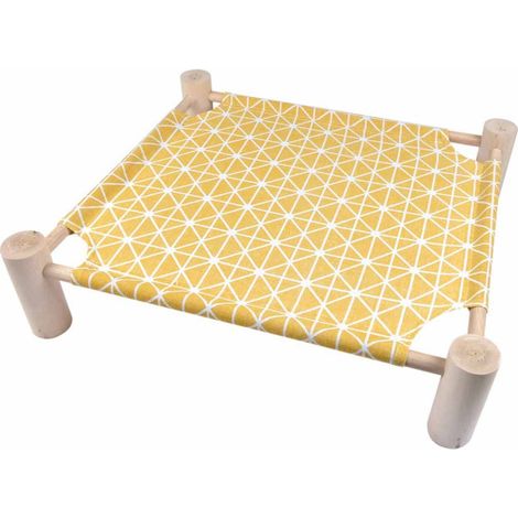 Lit Hamac pour Chat en Bois "Boho" 53cm Moutarde (1/3)