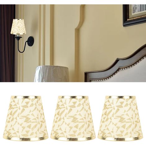 Abat-jour moderne en tissu, abat-jour créatif à clipser E14, convient aux suspensions, appliques murales, lampes de chevet et lampes de table, doré. (1/5)