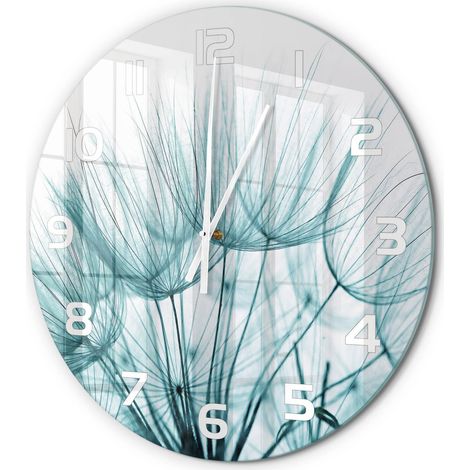 Horloge Murale Ronde Sans Cadre en Verre Trempé Silencieuse et Moderne Graines de pissenlit fi 60 cm (1/5)