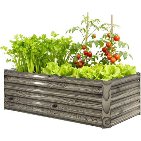 Jardinière Acier Galvanisé Rectangulaire Grande Extérieur 180x90x57.5 cm Naturel