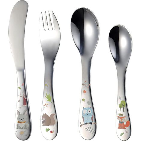 NALOOKAMIC Ensemble de couverts pour enfants, ensemble de 4 couverts pour enfants en acier inoxydable (1/5)