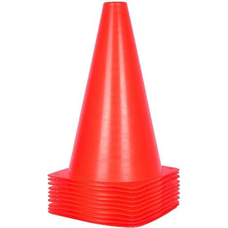 Cônes de signalisation de 23 cm, cônes de sport en plastique, cônes d'entraînement de football pour activités de plein air et événements festifs (lot de 10 ou 20) - 7 couleurs (1/5)