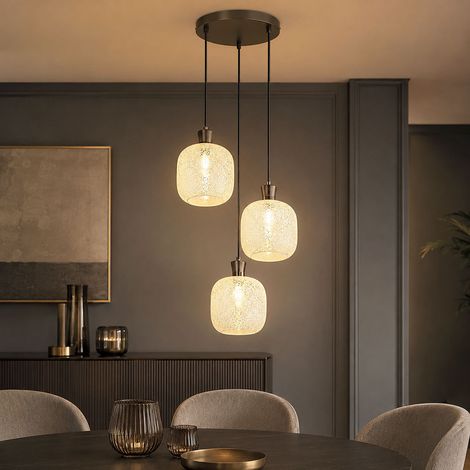 LED Hängeleuchte Pendelleuchte Esszimmerlampe 3-flammig Schwarz Metall H 120 cm (1/5)