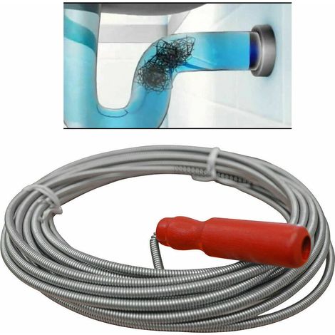 Sonda stura lavandino a spirale a molla pulizia tubi acciaio bagno 2,5 mt