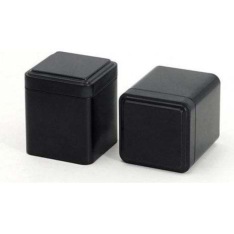 Scatola da tè 2 pz - Scatola da tè - Box di stoccaggio in metallo - Scatola per il tè - Mini scatola di metallo - Scatola di immagazzinaggio di escursioni - Nero - Ferro da stiro - 7 × 7 × 8,5 cm (1/5)