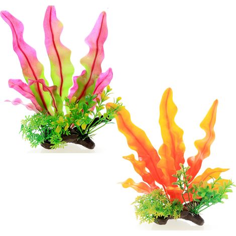 2 pièces décoration végétale artificielle, algues artificielles, pour aquarium et bassin à poissons (1/5)