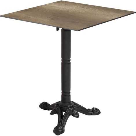 Table bistrot de jardin carrée inclinable 60 cm 4 places chêne fumé (1/5)