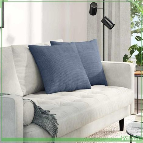 Coussins de canapé - ABI - Velours côtelé - 50 x 50 cm - 2 pcs - Bleu (1/5)