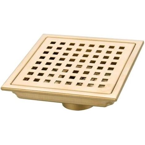 Drain de sol de douche carré en or brossé, acier inoxydable 304 pour salle de bains, grille à déchets de cuisine, égouttoir à grand débit 150mm (1/5)