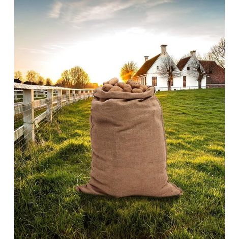 Grande sacco di juta 80 x 50 cm - set da 2 - Jutesackchen naturale zum Basteln, Deko, Garten, Geschenkboxen, Weihnachten, feste (1/4)