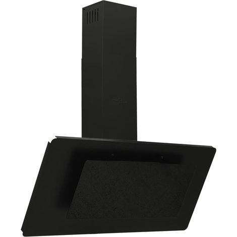 Hotte murale 90 cm acier inoxydable et verre trempé noir