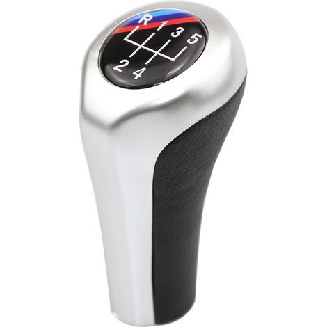 Passend für BMW Schaltknauf, BMW Schaltkopf, silberne 5-/6-Gang-Schaltung, Schaltmodifikationsteile, Standard-5-Gang-Schaltung (silber), eine Packung (1/4)
