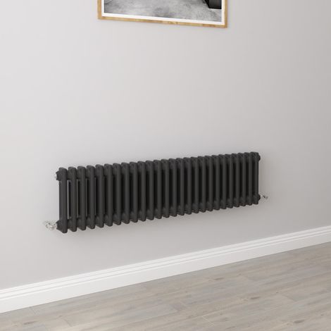AICA 300x1190mm 2 Column Horizontal Black Radiator Central Heating Cast Iron Style (1/5)