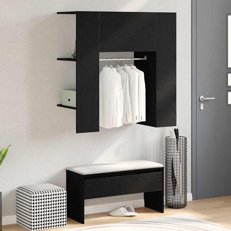 Flurschrank mit Regal Schwarz Eichen-Optik 97,5 x 37 x 99 cm (1/5)