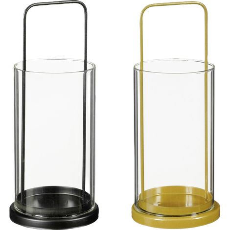 Mica Decorations Windlicht Glas Ø 11 x 25,5 cm schwarz oder gold Windlicht (1/3)