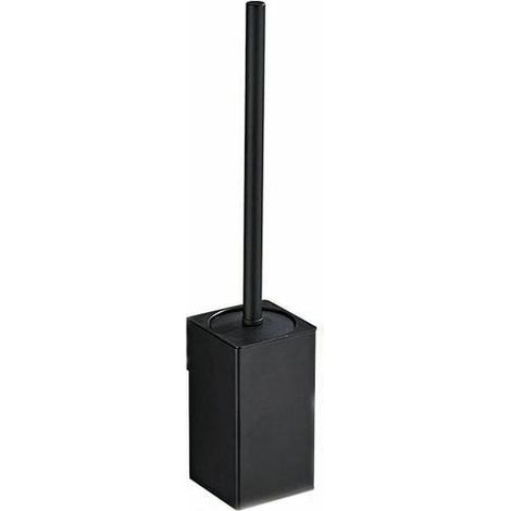 Porte-brosse WC mural carré inoxydable 304, support noir avec 1 rechange (1/5)